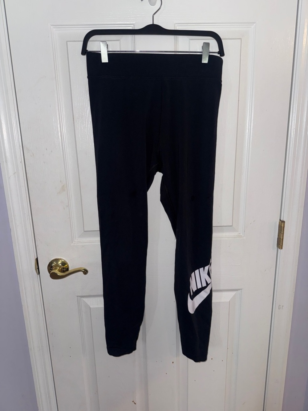 Nike Black Leggings with White Swoosh Logo